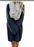 Autumn / Winter Ebaywish Fashionable Women's Dress With Long Sleeves, Round Neck And Loose Plush Dress-Outfit