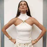 Spring And Summer Explosion Women's Gold Ring Sleeveless Shoulder Elastic