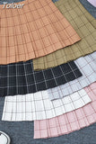 Sweet Women Pleated Skirt Fashion Plaid A-Line Mini High Waist Chic Skirt Kawaii Summer Casual Ladies Plaid