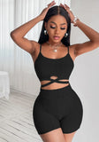 Sexy Straps Bandage Crop Top And Shorts 2 Piece