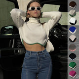 Autumn And Winter Explosion Of Women's High-Collar Irregularly Swing Short Sweater