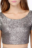 Toloer Sequin Top Ebay Sexy Back Crop Top Women's T-Shirt Short