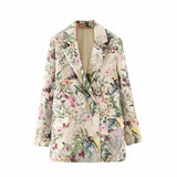 New Skinny Flower Printing Double-Breasted Suit Jacket In The Autumn Of 2024-Outfit