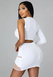Sexy Contrast Tape One Shoulder Bodycon