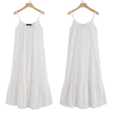Bohemian Solid Ruffle Dress Women's Summer Sundress ZANZEA Casual Spaghetti Strap Midi Vestidos Female Holiday