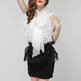 Chiffon Blouse Tops Female Sleeveless Perspective Bowknot Ruffles Shirts For Women 2022 Summer Sexy