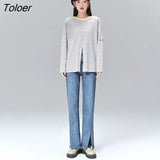Women Striped Tees 2022 Spring Long Sleeves O Neck Loose T-shirts Special Design Pure Cotton Casual Basic