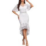 Solid Color Lace Mid-Sleeve Packed Evening Women's