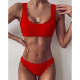 Sexy Bikini Women Swimsuit Cut Flower Bikini Set Push Up Swimwear Female Bikini Set Solid Bathing Suits Beach Wear