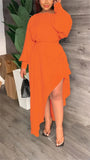 Independent Station Autumn And Winter Fashionable Solid Color Long-Sleeved Dress Women's Spot-Outfit