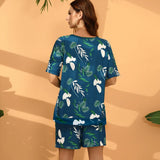 Spring And Summer New Home Clothes Leisure Two-Piece Women's Summer Short-Sleeved Shorts Home Suit-Outfit