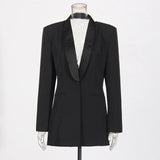 Congyuan Wind Sexy Deep V Suit 2025 Summer New Temperament Hollow Back Design Solid Color Suit Jacket