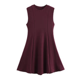 Women's Spring 2025 New Sleeveless Round-Necked Knitted Skating Dress Mini