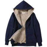 2025 New Autumn Women's Clothing Plush Hooded Long-Sleeved Solid-Colored T-Shirt Zip-Down Loose Coat