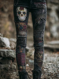 Women's Jeans Women's Trousers Color Flowers 3D Three-Dimensional Printed