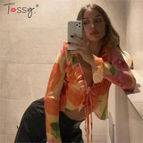 Fashion Boho Ruffle Blouse See-Through Lace V-Neck Tops For Women Long Sleeve Summer Shirt Party Beach Cropped Top
