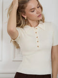 Collar Top Sleeve Summer 2025 New Tight Slime Thread Thread Top