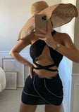 Cover-Up Halter Printed Ruffles Three Piece