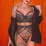 Solid Lace Erotic Lingerie Bra and Panty Garters Bra Underwire Lingerie Brief Sets Sexy Underwear Women Seamless