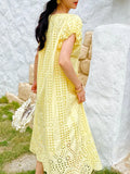 New Holiday Dress Women's Short-Sleeved Seaside Beach Dress European Women's Loose Mid-Long Dress