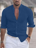 New Men's Summer Shirt Beach Shirts Long Sleeves Solid Hawaiian Holiday