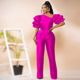 New Sexy Oblique Shoulder Pile Sleeve High-Rise Body Trousers Party Dress Party