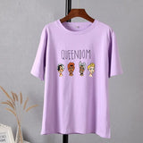 Gothic Character Printed T Shirt Women Harajuku Soft Summer Cotton Tshirt Korean Loose Tees Ins Casual Female