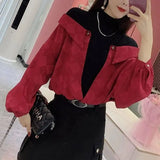 Fake Two Pieces Spliced Blouse Female Clothing Korean Half High Collar Loose Spring Autumn Commute Plaid Printed