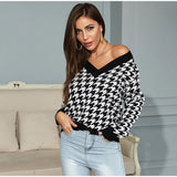 V Neck Knitted Pullover Sweater Women Long Sleeve Loose Pullovers Female 2022 Spring Fashion Ladies Knit Jumper