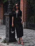 Collar Knitted Dress Girl 2025 Spring And Summer New Pit Strip Single Row Buckle Tight Mid-Long
