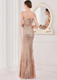 Sequin One Shoulder Slit Long Evening