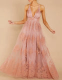 2022 Summer Elegant Women Long Party Dress Embroidery Sexy Backless Maxi Tulle