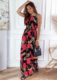 Printed Sweet O-Neck Sleeveless Beach Maxi