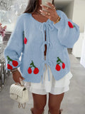 2025 Knitted Cardigan With Loose Casual Sweater Strawberry Cherries With Coat