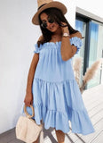 Off Shoulder Ruffles Islander Smock