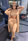 Khaki 3PC Top and Pants, Coat Matching