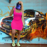 Ladies' Summer Solid Color Vest Dress Casual Dress Independent Station-Outfit
