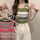 Slings Women's Summer New Sexy Vest Wearing High-Waist Short Sweet Hot Girls Pure Sleeveless