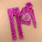 2021 Women's Brand Velvet Fabric Tracksuits Velour Suit Women Tracksuit Hoodies And Pants Fat Sister