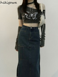 Crop Tops Y2K Clothing Shirts for Women Sexy Off Shoulder Tees Korean Irregular TShirt Summer Woman Halter T-Shirt-Outfit