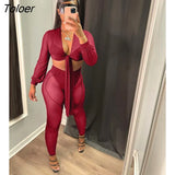 Sheer Mesh See Through Pants Set Two Piece Set Lace Up Crop Top Legging Party Night Outfits Street Spring