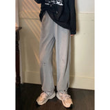 Wide Leg Pants Women Sweatpants Bow Embroidery Casual Pantalon Femme 2023 New Bottoms High Waist Straight Sweet Trousers-Outfit