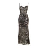 Sling Collar Sexy Bare Back Leopard Dress Summer New Temperament