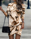 Independent Station Autumn New Long-Sleeved High-Necked Printed Dress For Women-Outfit