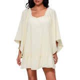 New Pregnant Women Loose Lotus Leaf Sleeve Dress Mid-Sleeve Large-Size Casual Dress Southeast Asian Fashion Fairy