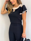 Women's Fashion Ruffled Short Sleeves Chiffon Tops Casual Slim Fit Shirts Blouse Blusas Mujer De Moda 2020