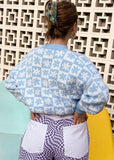 Blue Print Long Sleeve Round Neck