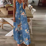 Dress Women Clothing Maxi Dress Floral Print V Neck Women Sleeveless Spaghetti Strap Dress Long Vestido Beach Dresses