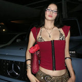 2025 Summer New Women's Personalized Hottie Leopard Print Dress Short Two Sets Of Top
