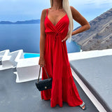 New Sling Multicolor Dress INS Casual Fashion Dark V-Neck Dress In Summer-Outfit